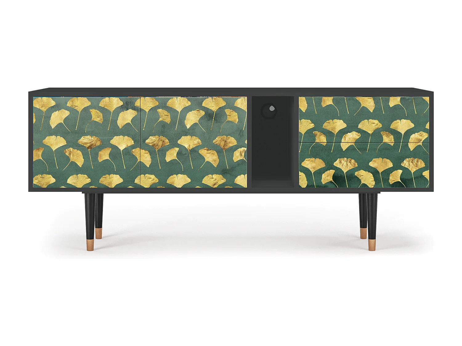 Szafka RTV - 170х69х48 cm - T1 - Gingko leaves, Antracyt