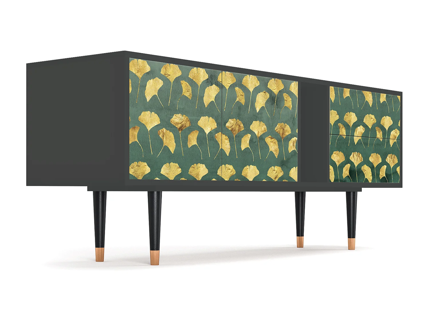 Szafka RTV - 170х69х48 cm - T1 - Gingko leaves, Antracyt