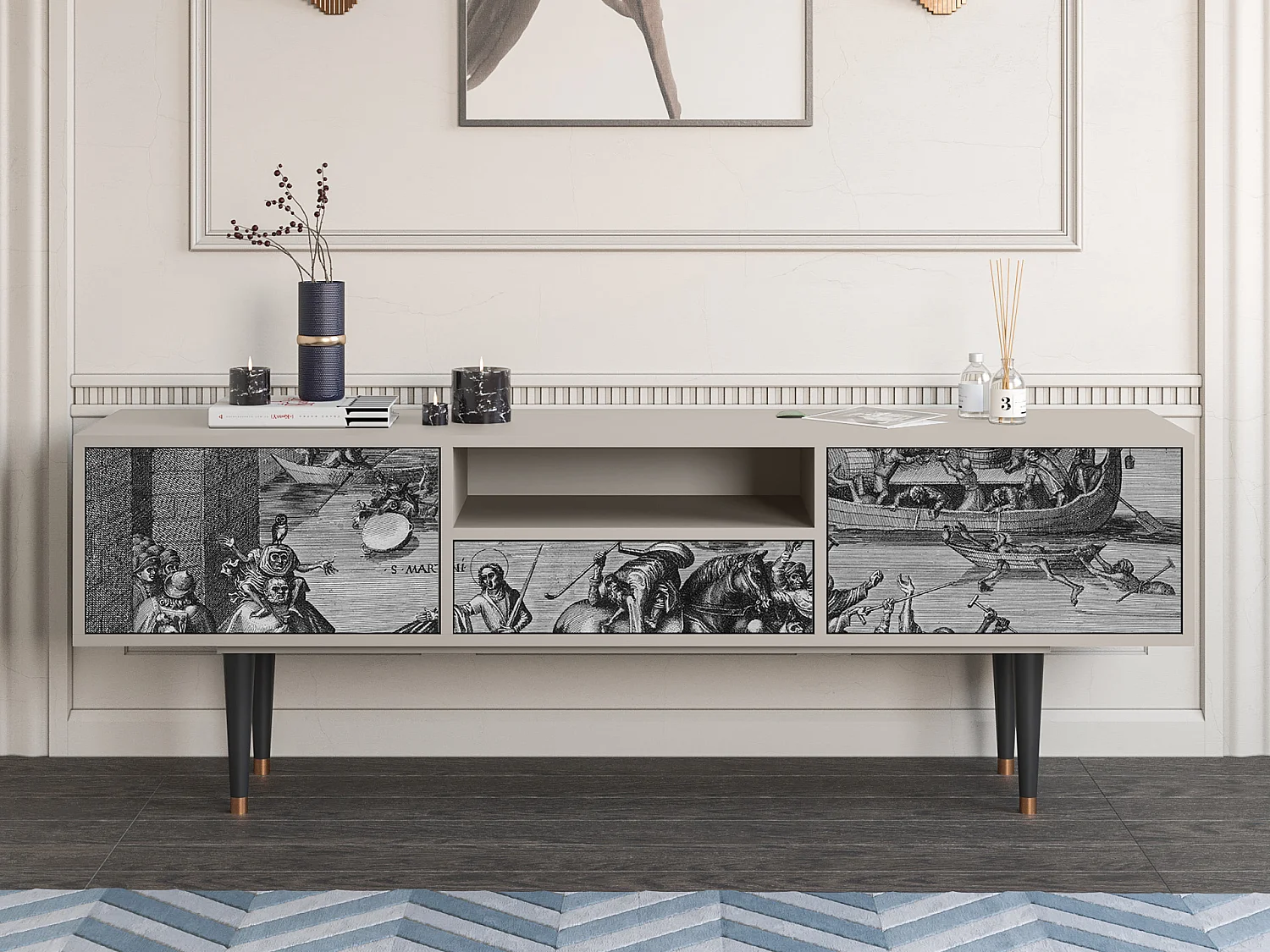 Mueble de TV - 170х59х41 cm - T6 - Saint Martin, Areia