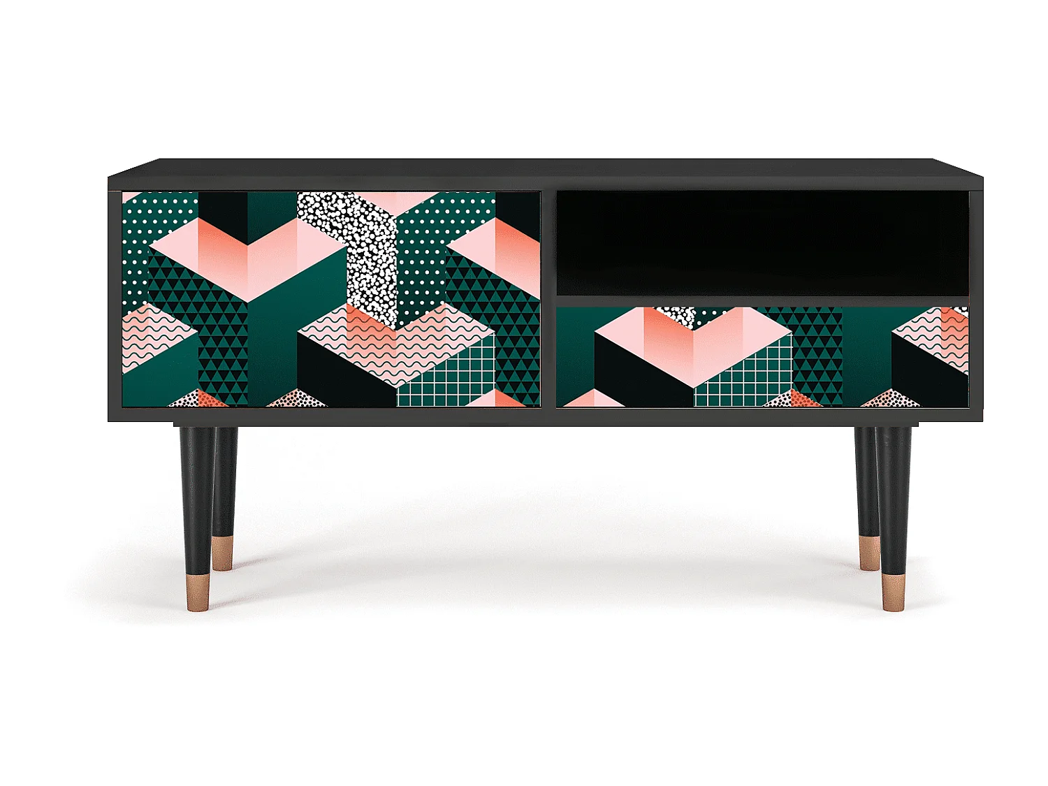 Mueble de TV - 115х59х48 cm - T3 - Geometric Madness, Antracite