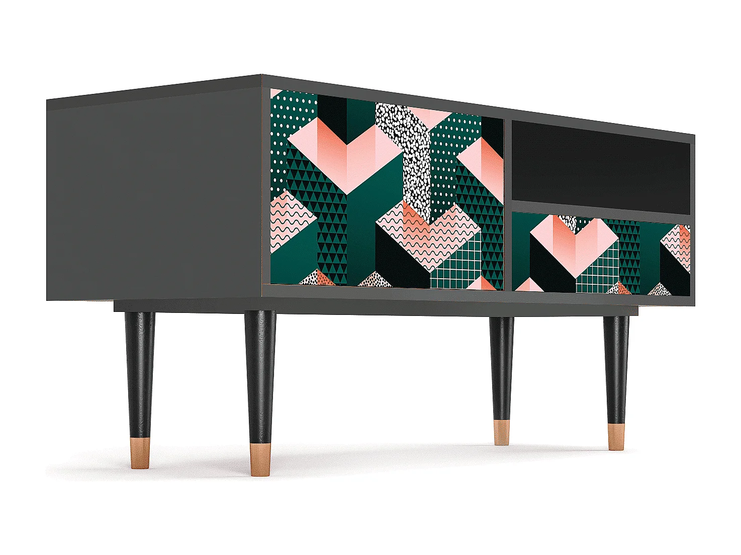 Mueble de TV - 115х59х48 cm - T3 - Geometric Madness, Antracite