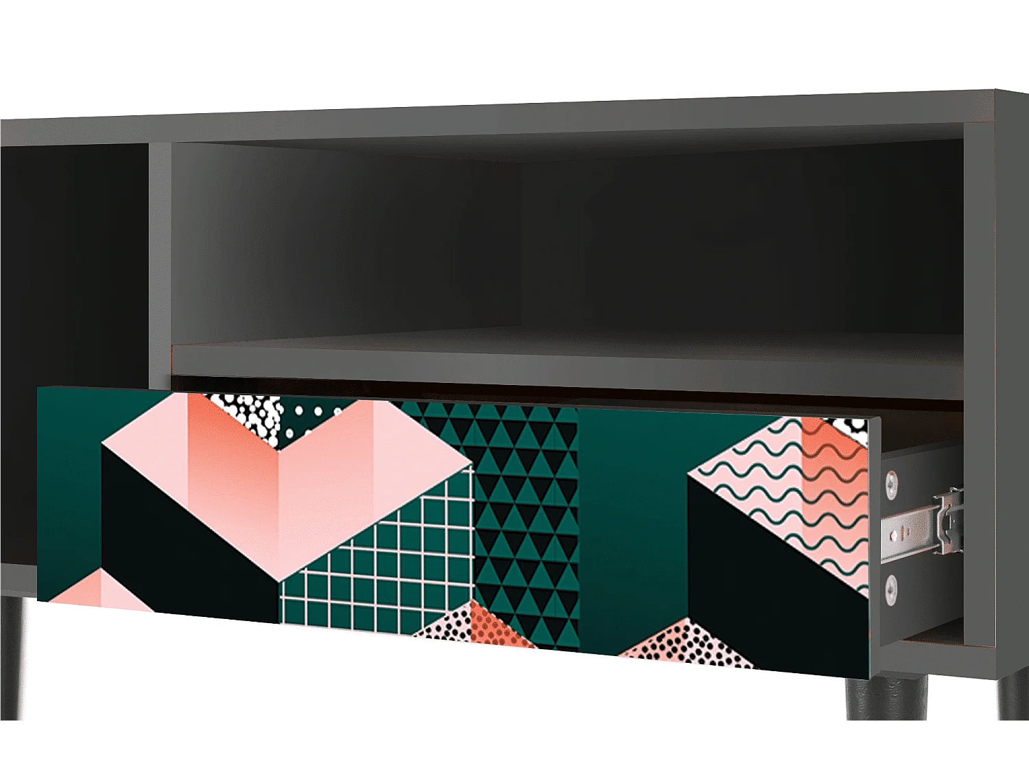 Mueble de TV - 115х59х48 cm - T3 - Geometric Madness, Antracite