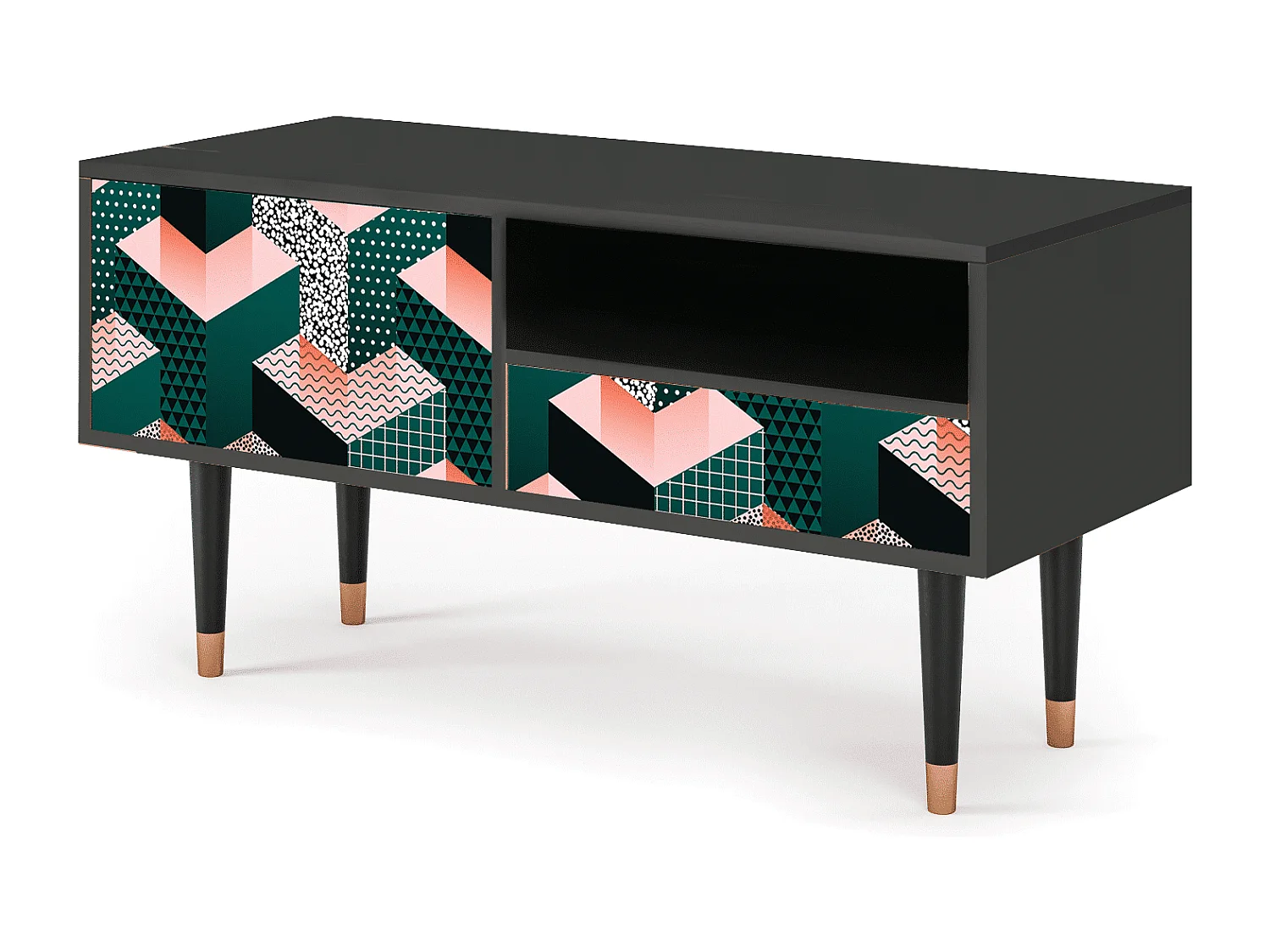 Mueble de TV - 115х59х48 cm - T3 - Geometric Madness, Antracite