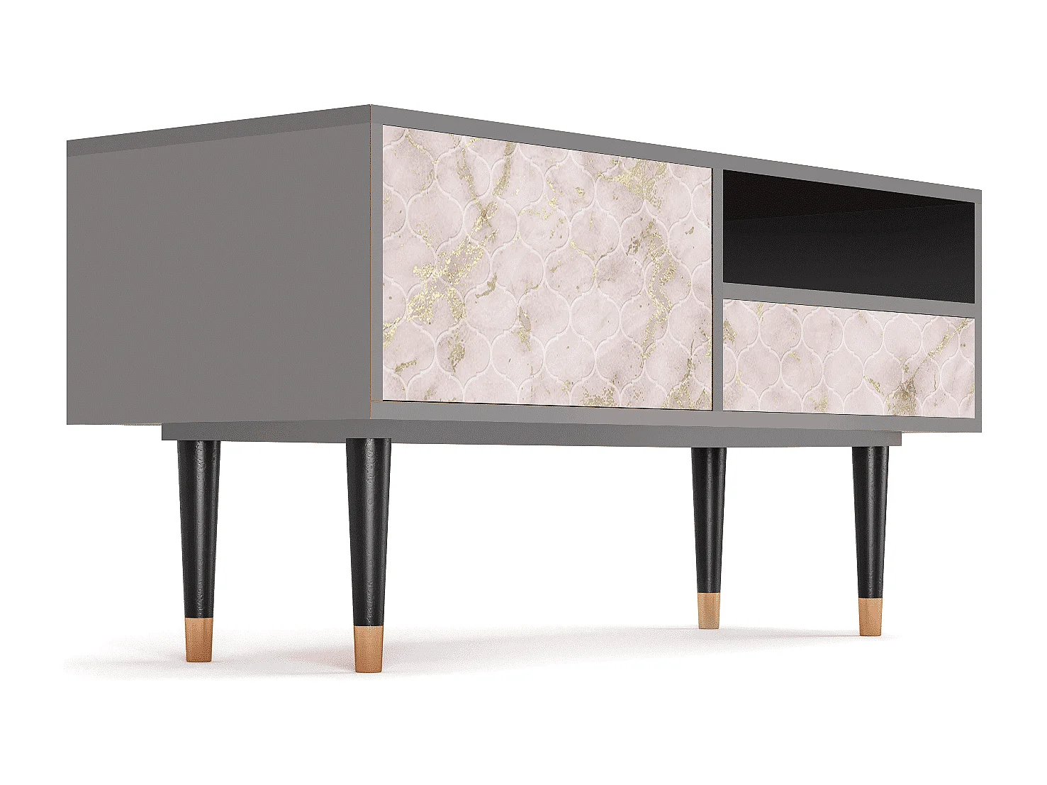 Meuble TV - 115х59х48 cm - T3 - Dirty Roses, Gris