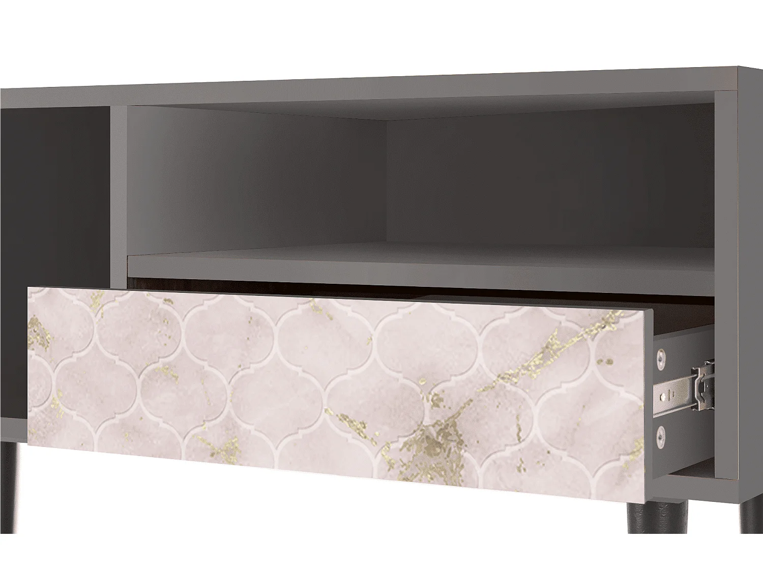 Meuble TV - 115х59х48 cm - T3 - Dirty Roses, Gris