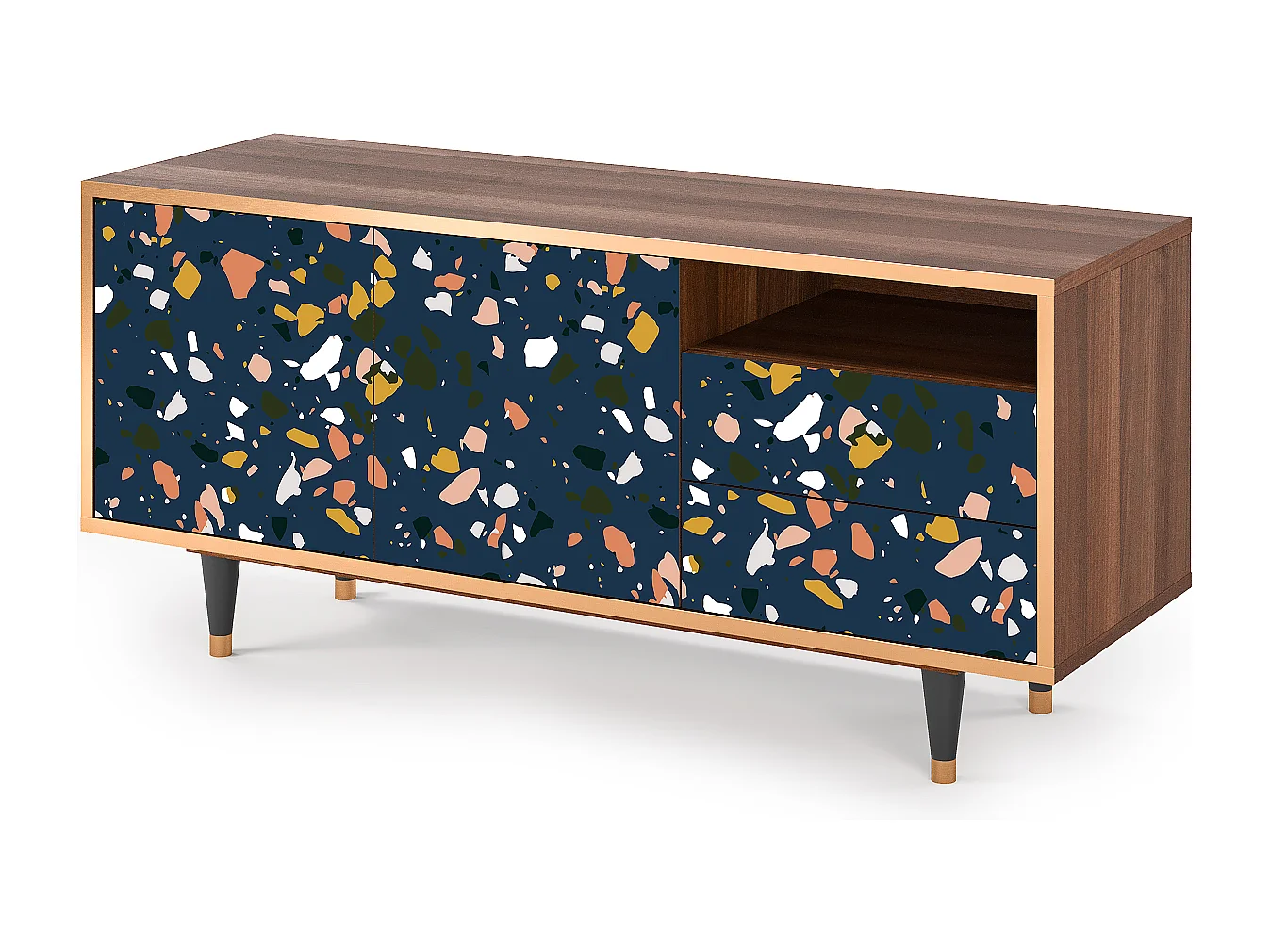 Meuble TV - 125х56х41 cm - T7 - Night Sky Langhterns, Noyer