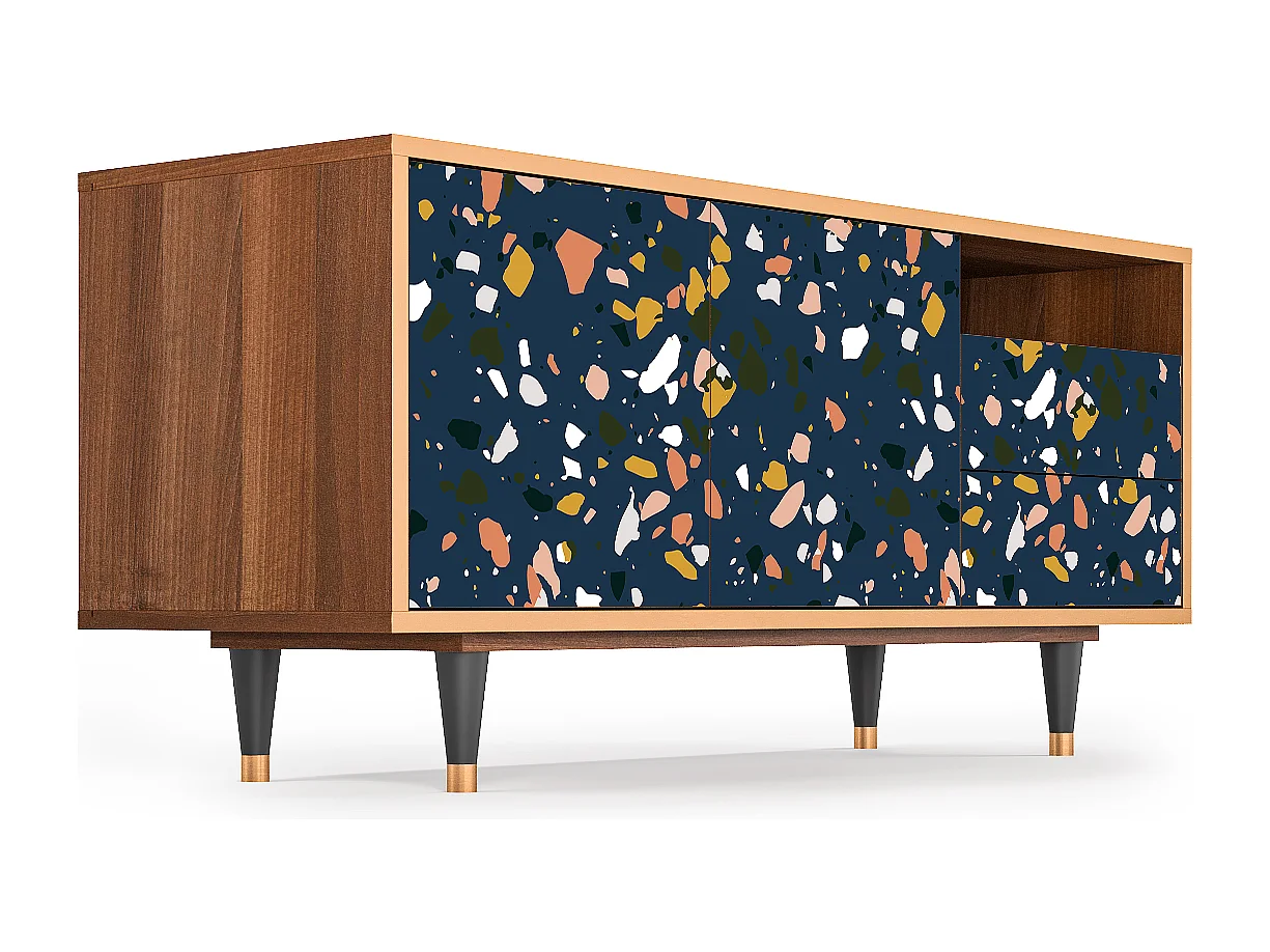 Meuble TV - 125х56х41 cm - T7 - Night Sky Langhterns, Noyer