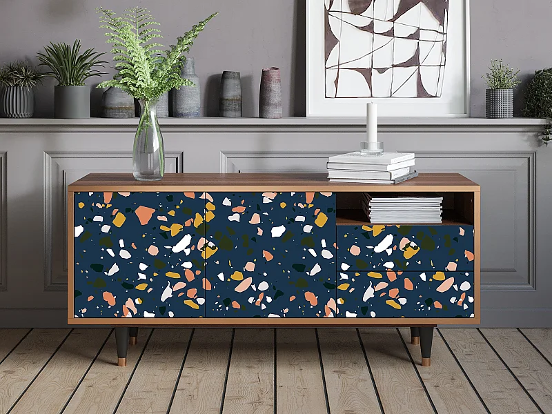 TV-Möbel - 125х56х41 cm - T7 - Night Sky Langhterns, Walnuss