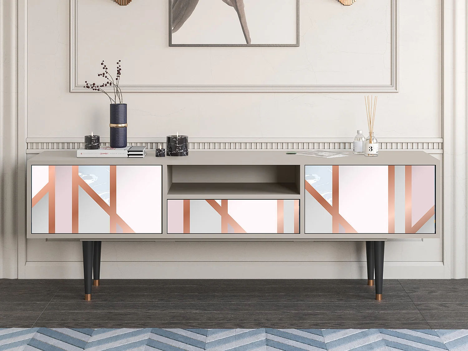 Mueble de TV - 170х59х41 cm - T6 - Champagne Story, Arena