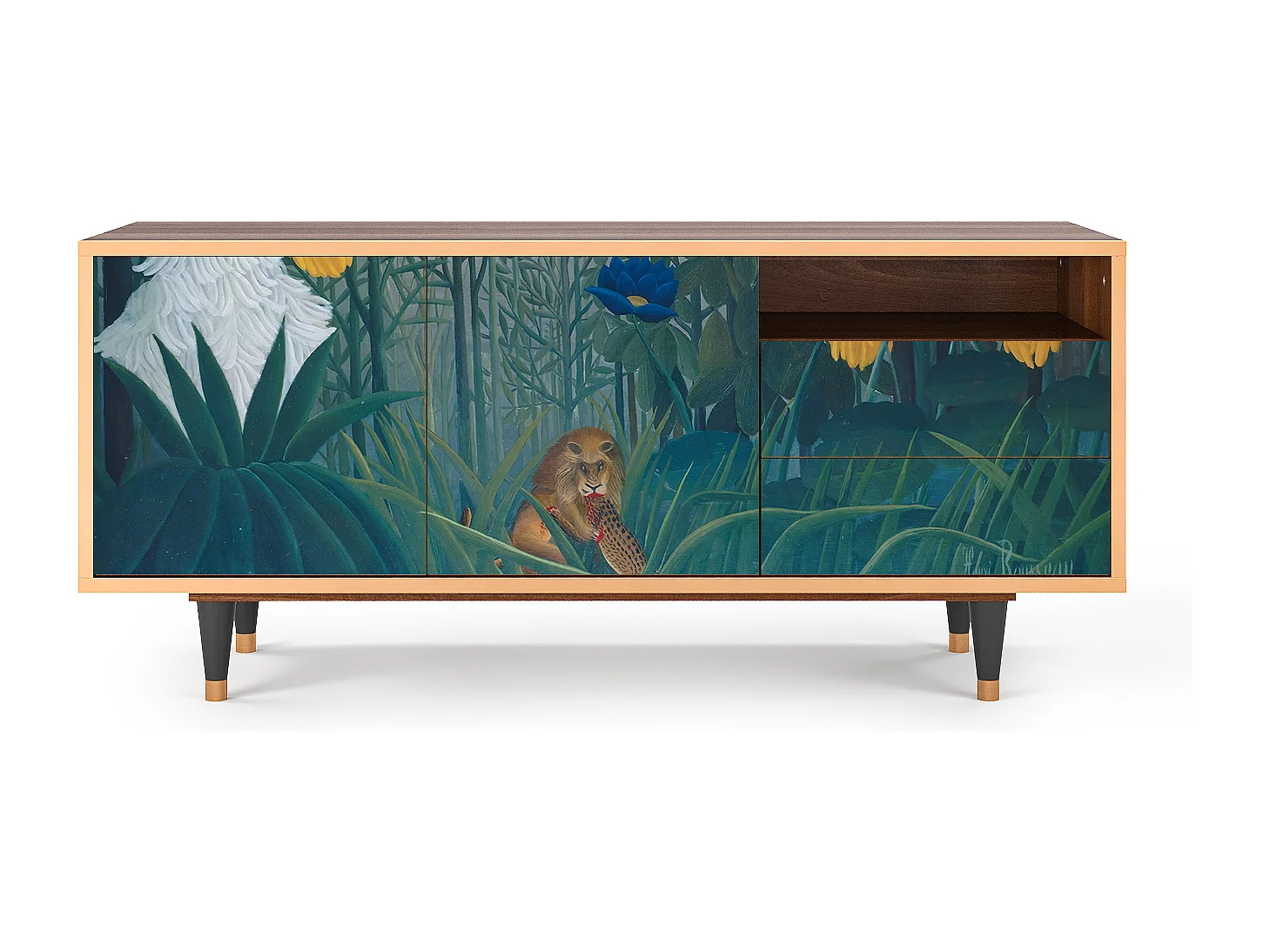 Meuble TV - 125х56х41 cm - T7 - The Repast of the Lion, Noyer