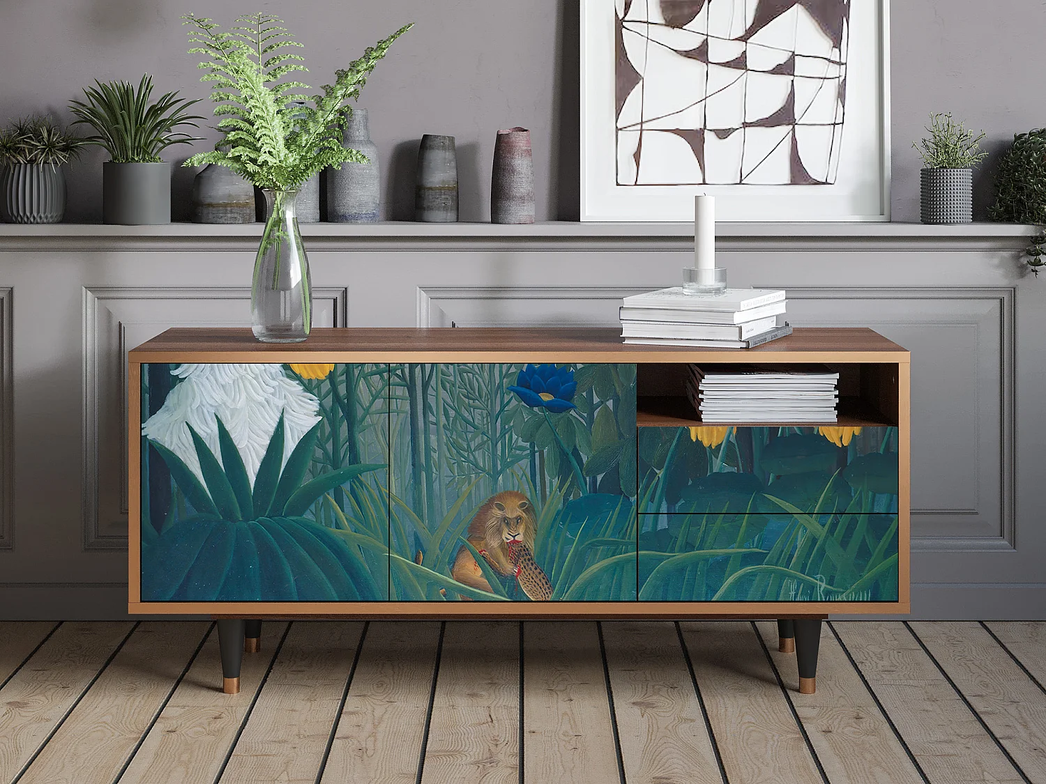 TV-meubel - 125х56х41 cm - T7 - The Repast of the Lion, Walnoot