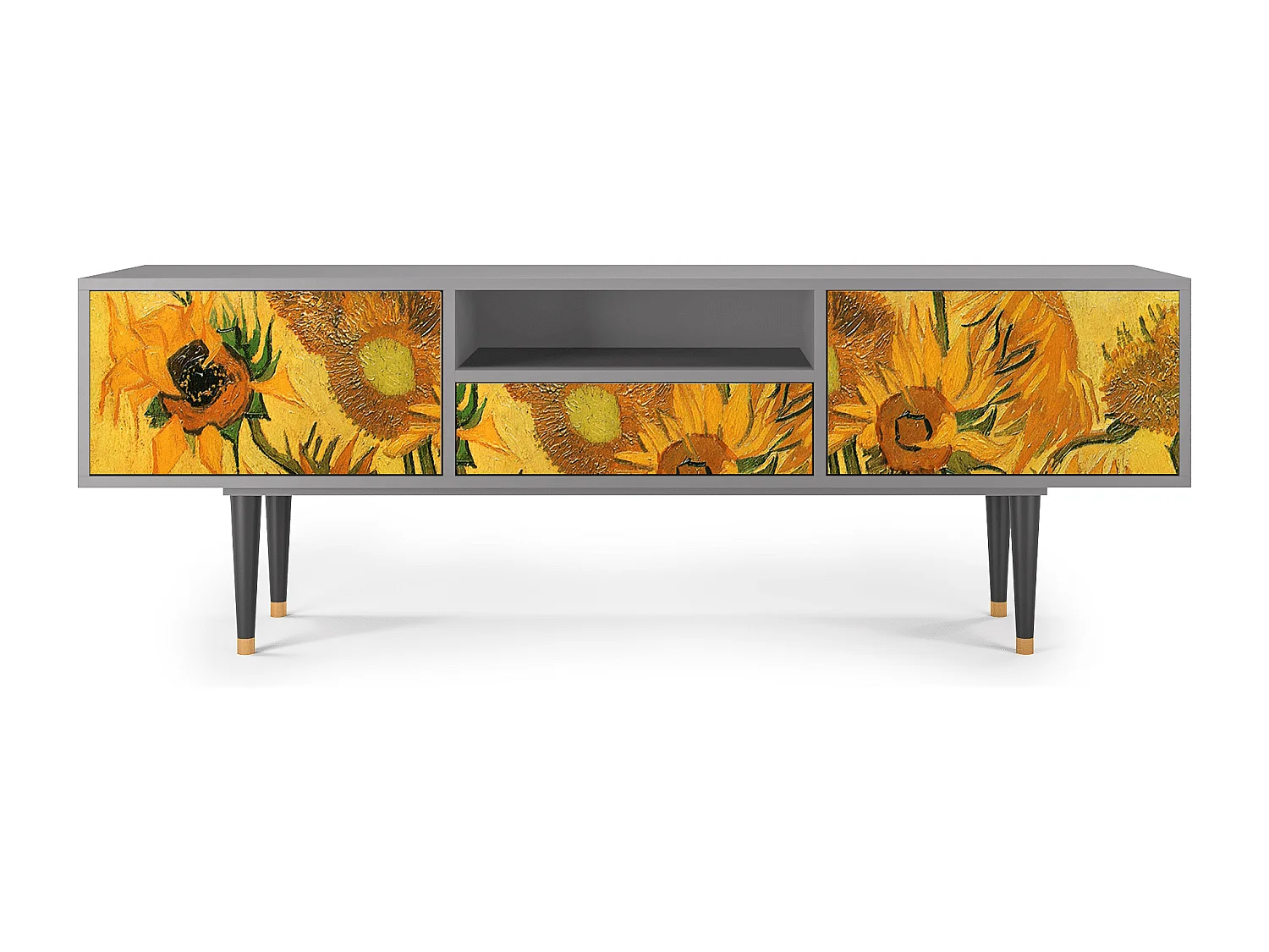 Mobile TV - 170х59х41 cm - T6 - Sunflowers, Grigio