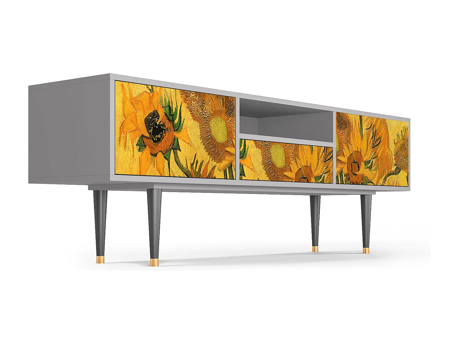 Mobile TV - 170х59х41 cm - T6 - Sunflowers, Grigio