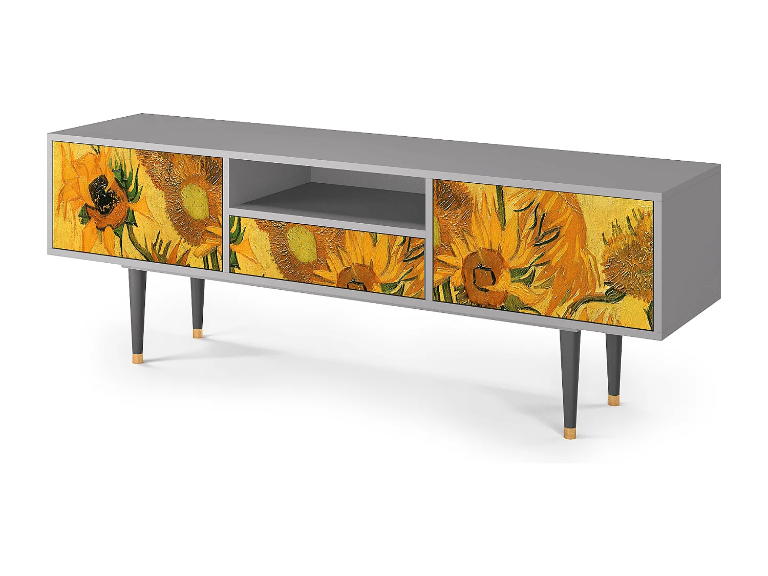 Mueble de TV - 170х59х41 cm - T6 - Sunflowers, Cinza
