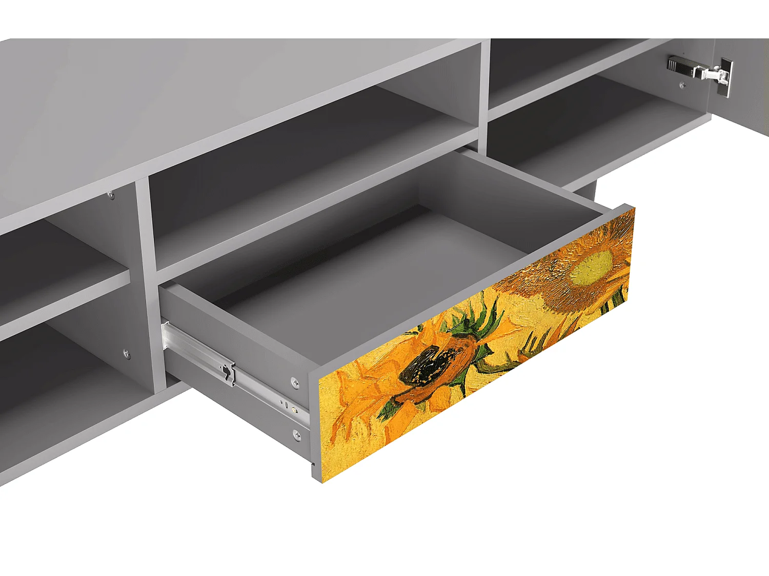 Mueble de TV - 170х59х41 cm - T6 - Sunflowers, Cinza