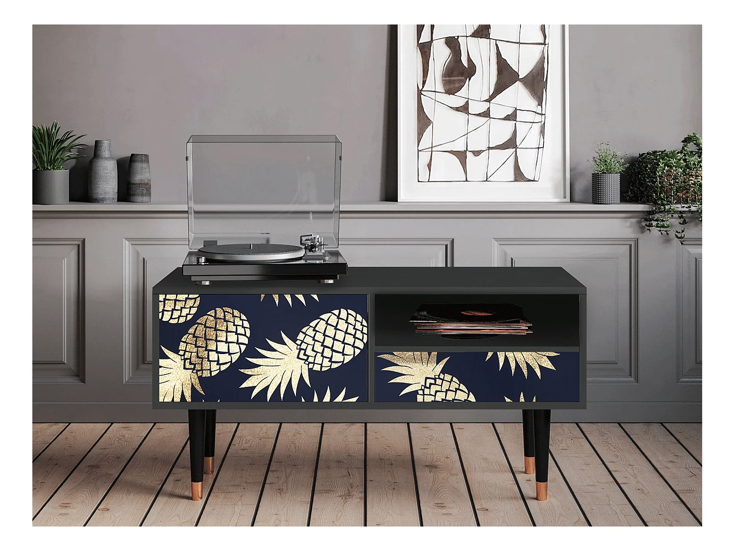 Meuble TV - 115х59х48 cm - T3 - Sunny Pineaple, Anthracite