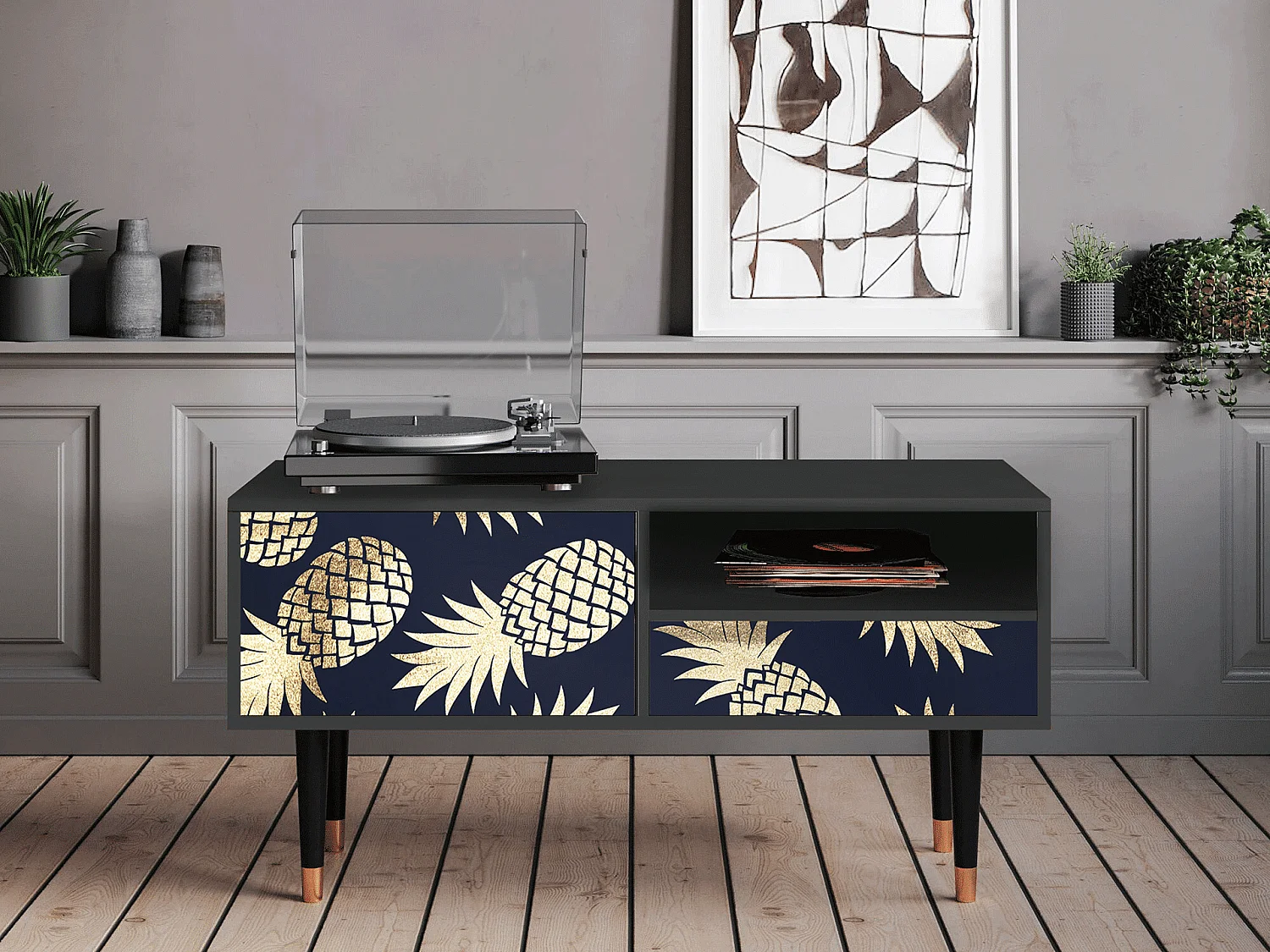 TV-meubel - 115х59х48 cm - T3 - Sunny Pineaple, Antraciet