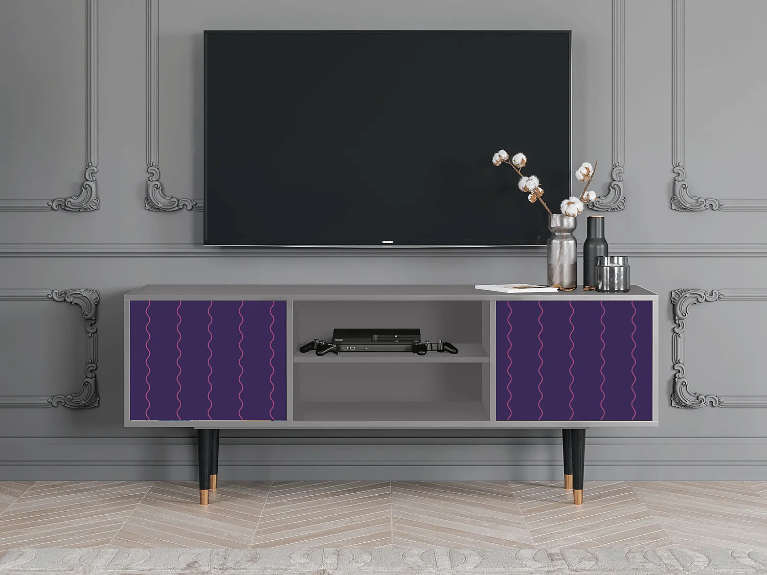Meuble TV - 170х69х48 cm - T2 - Grape Maccaroni, Gris