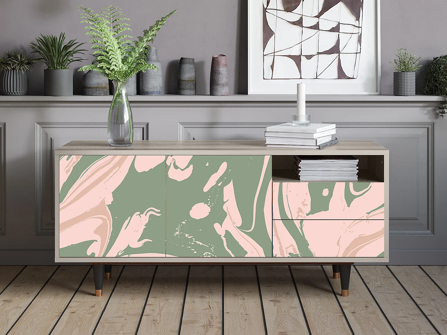 TV-meubel - 125х56х41 cm - T7 - Aquarelle, Zand