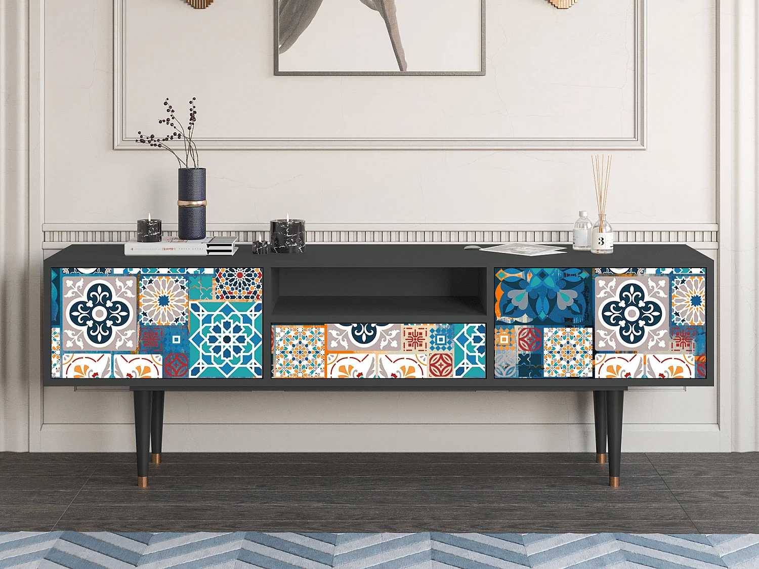 Mobile TV - 170х59х41 cm - T6 - Moroccan Market, Antracite