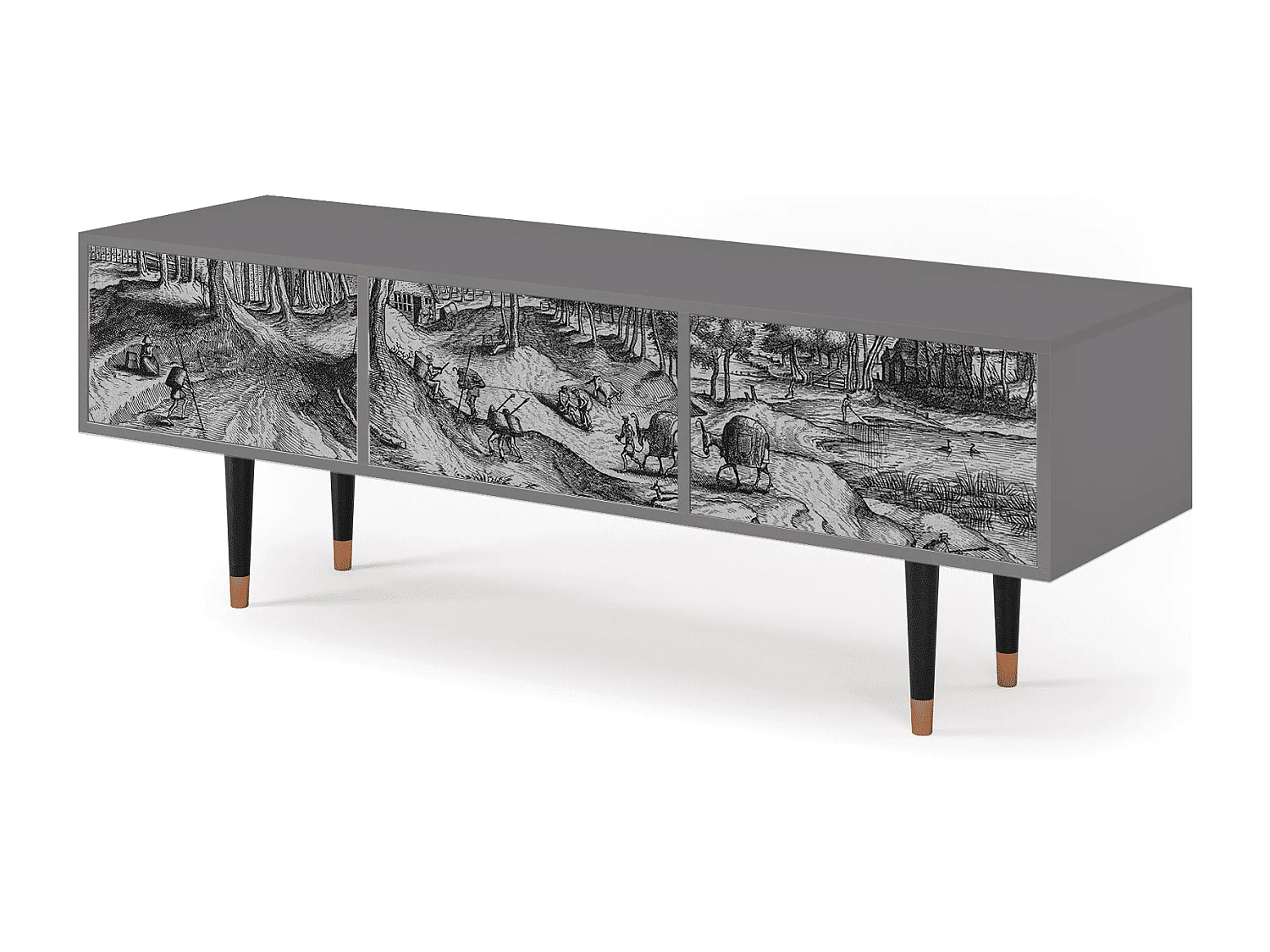 Mobile TV - 170х59х48 cm - T4 - Rusticorum, Grigio