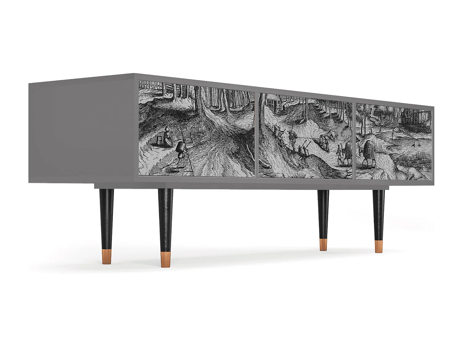 Mobile TV - 170х59х48 cm - T4 - Rusticorum, Grigio