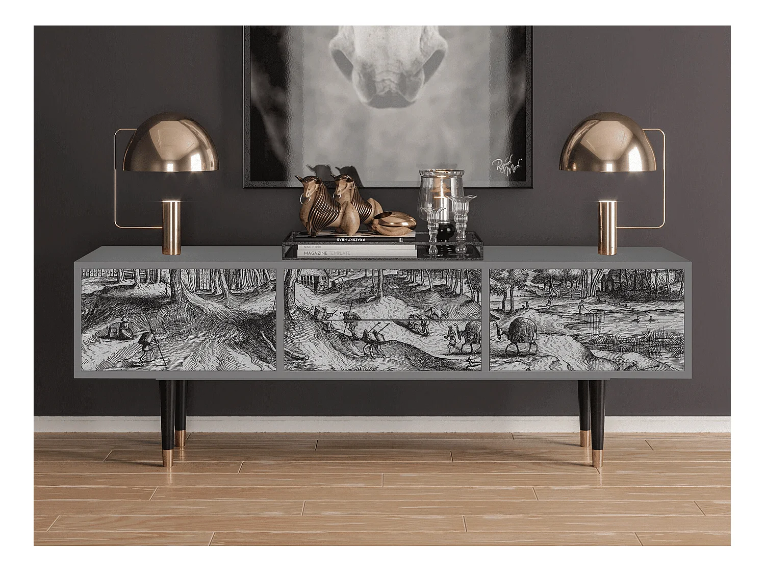 Meuble TV - 170х59х48 cm - T4 - Rusticorum, Gris