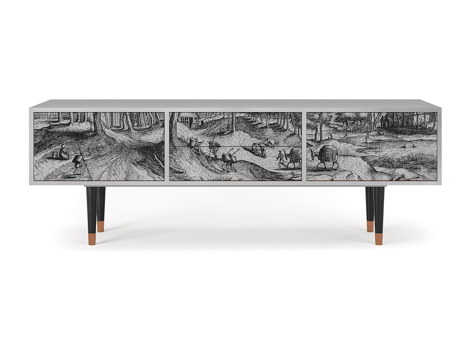 Szafka RTV - 170х59х48 cm - T4 - Rusticorum, Szary