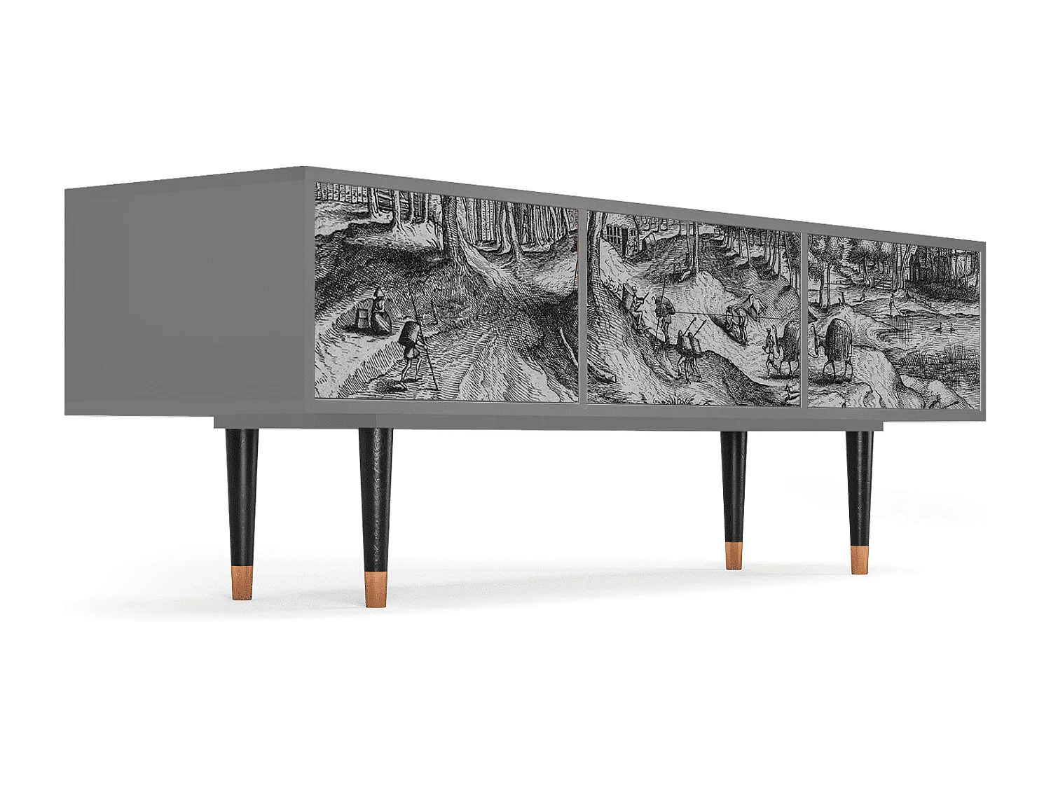 Szafka RTV - 170х59х48 cm - T4 - Rusticorum, Szary