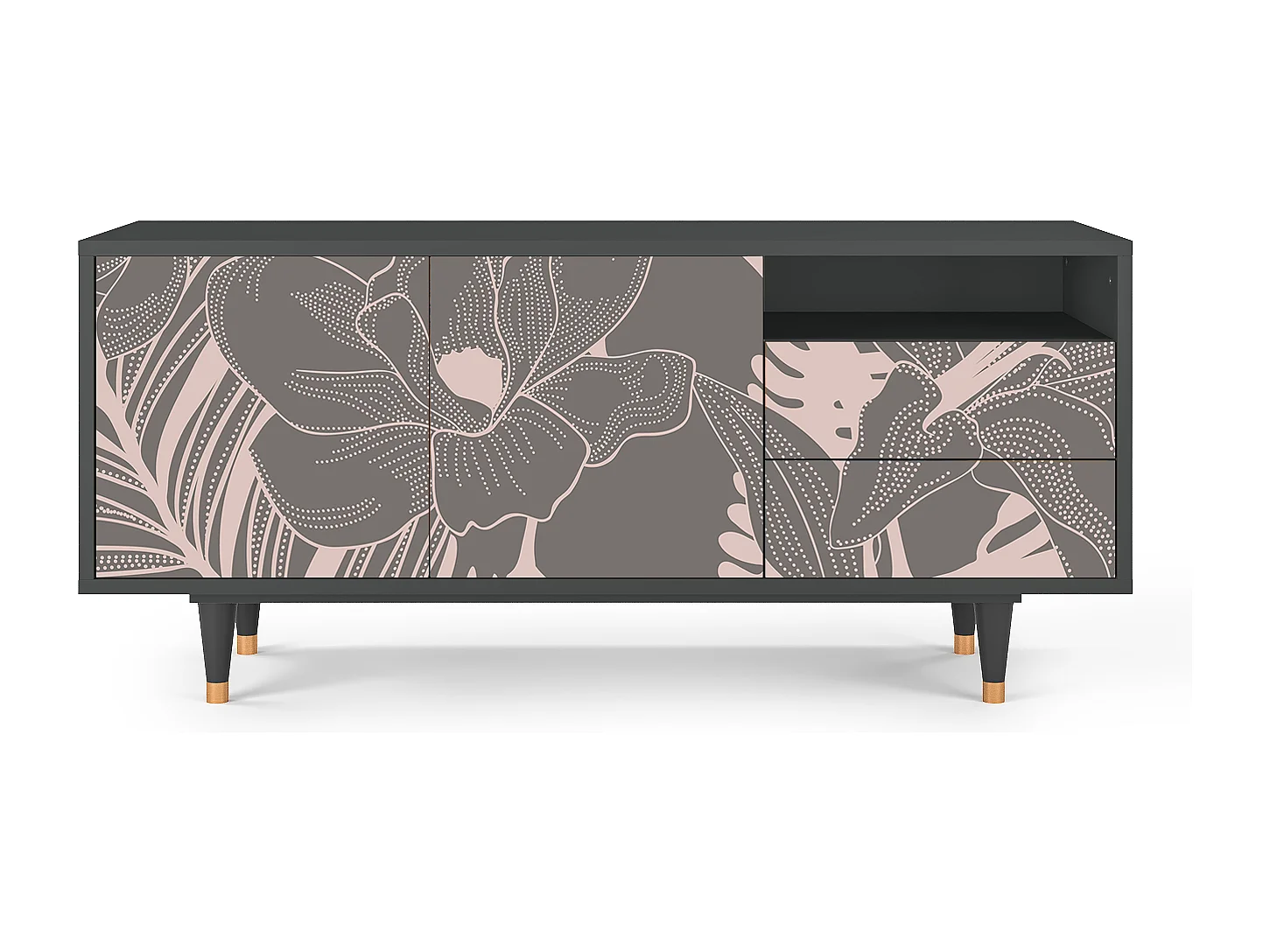 Meuble TV - 125х56х41 cm - T7 - Issabelline Flower, Anthracite