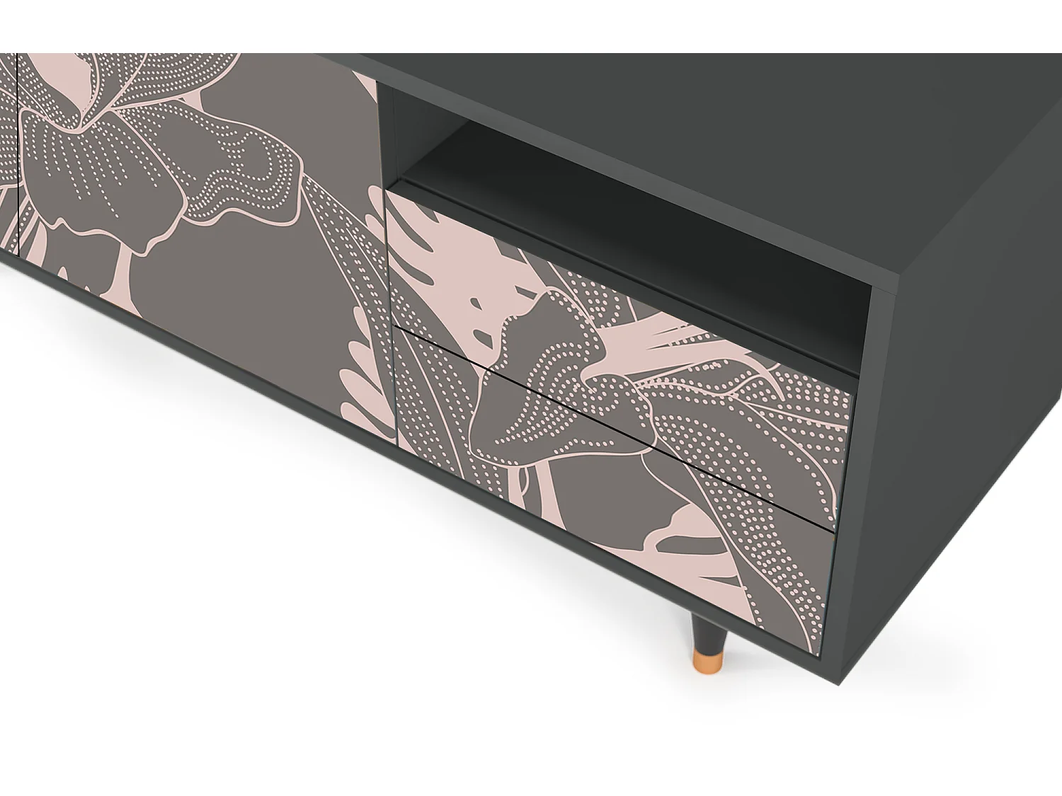 Meuble TV - 125х56х41 cm - T7 - Issabelline Flower, Anthracite