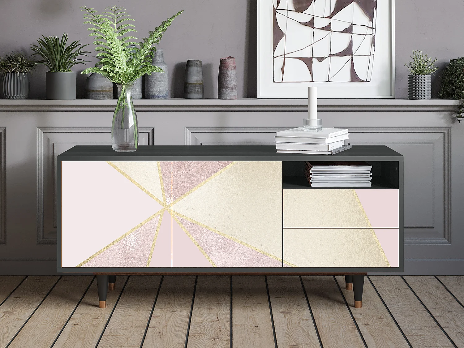 Meuble TV - 125х56х41 cm - T7 - Cosmopolitan Diva, Anthracite