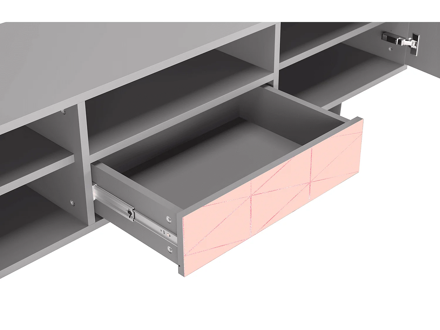 Meuble TV - 170х59х41 cm - T6 - Rose Quartz, Gris