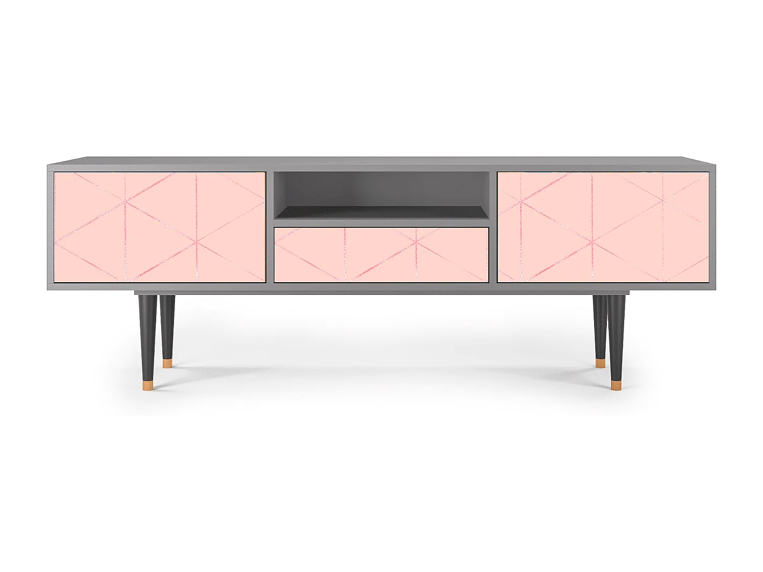 Mueble de TV - 170х59х41 cm - T6 - Rose Quartz, Gris