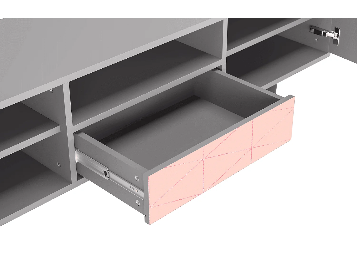 Mueble de TV - 170х59х41 cm - T6 - Rose Quartz, Gris