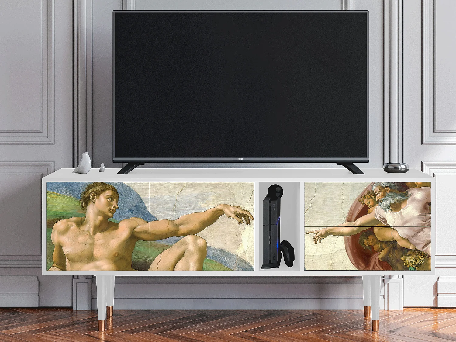 Meuble TV - 170х69х48 cm - T1 - The Creation of Adam, Blanc