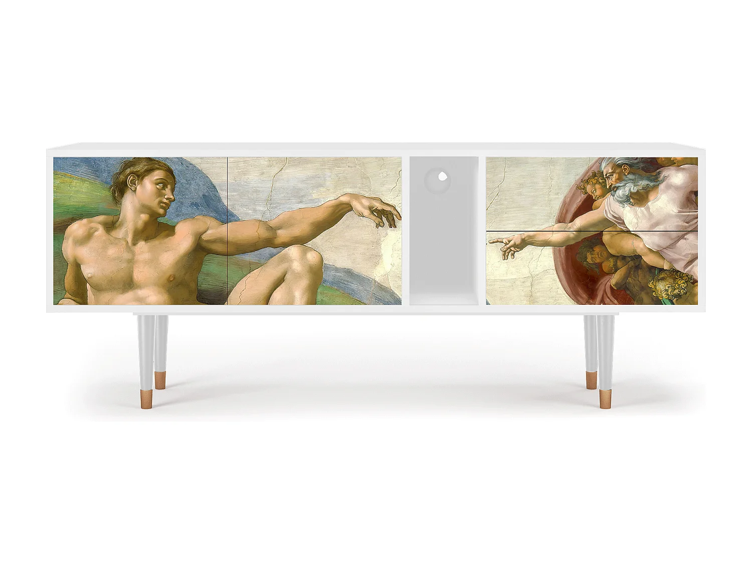 Szafka RTV - 170х69х48 cm - T1 - The Creation of Adam, Biały
