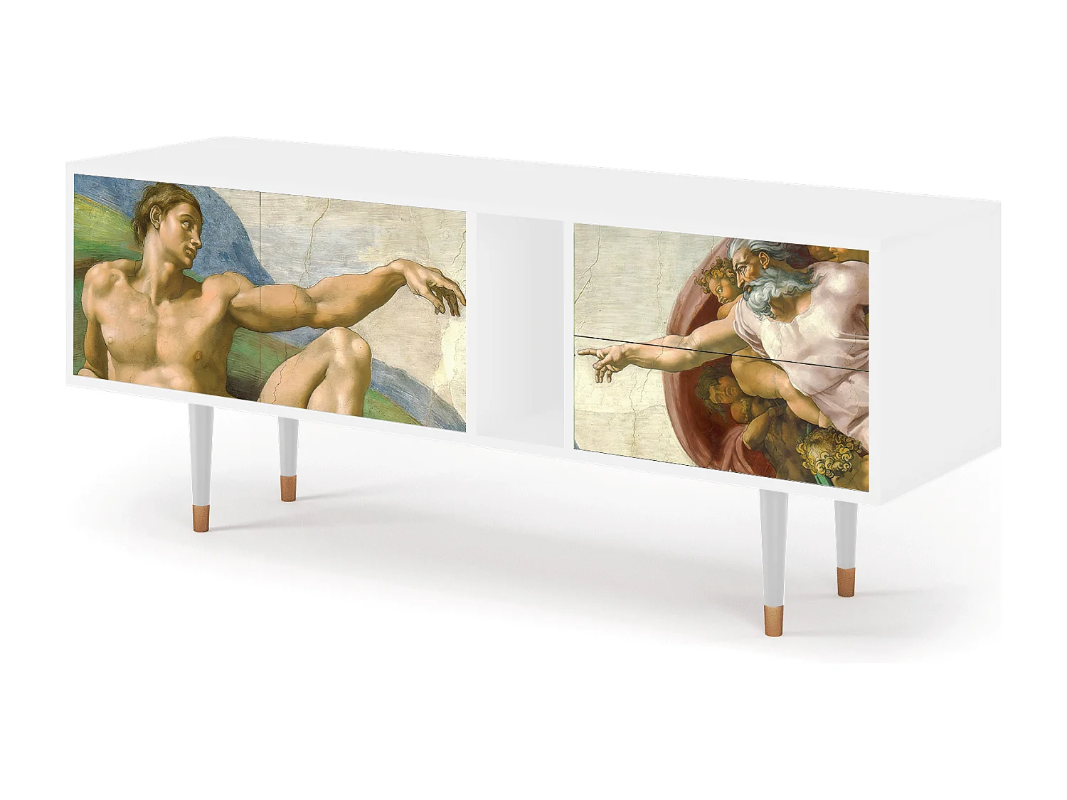 Szafka RTV - 170х69х48 cm - T1 - The Creation of Adam, Biały