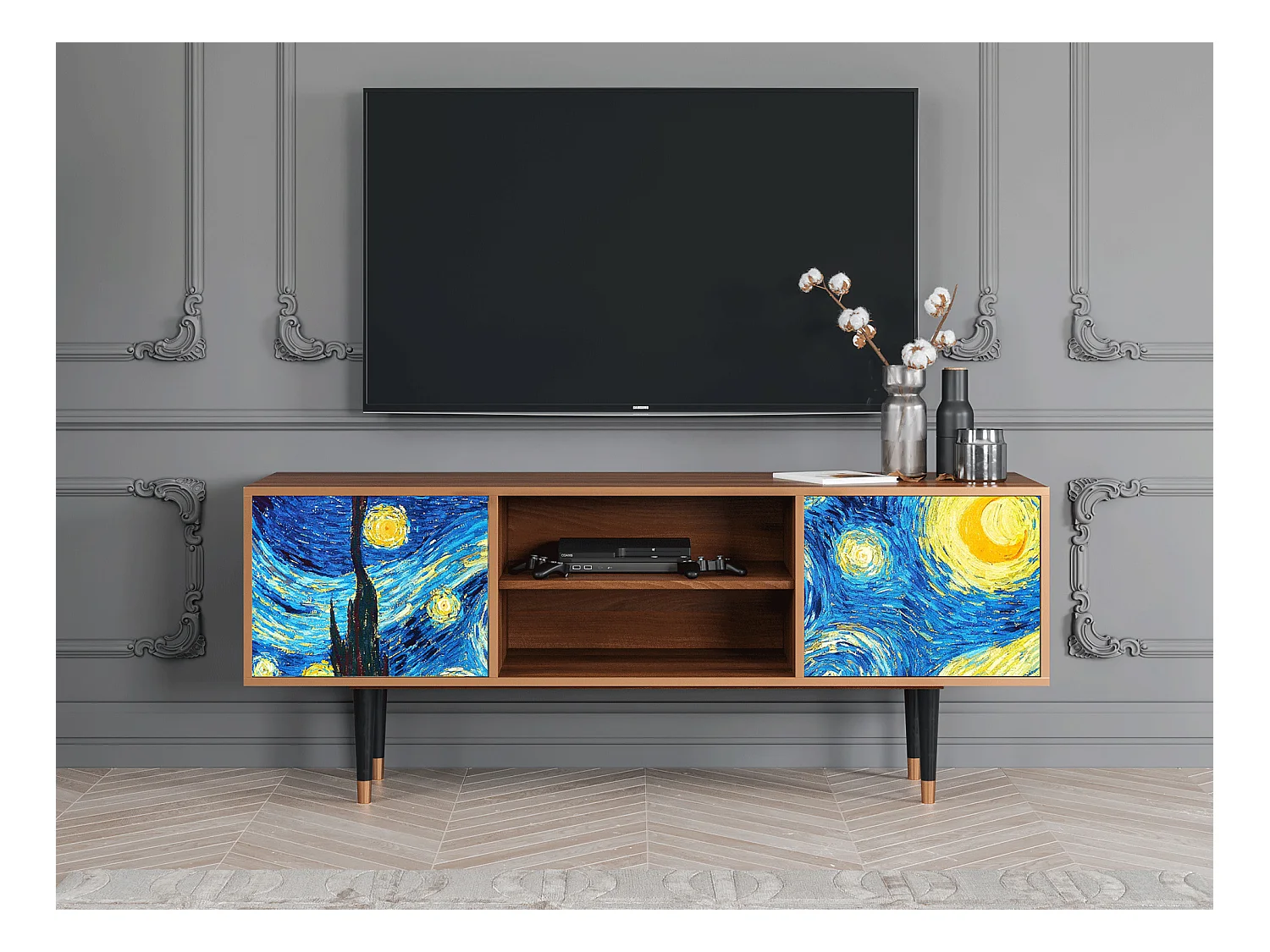 TV-meubel - 170х69х48 cm - T2 - The Starry Night  , Walnoot