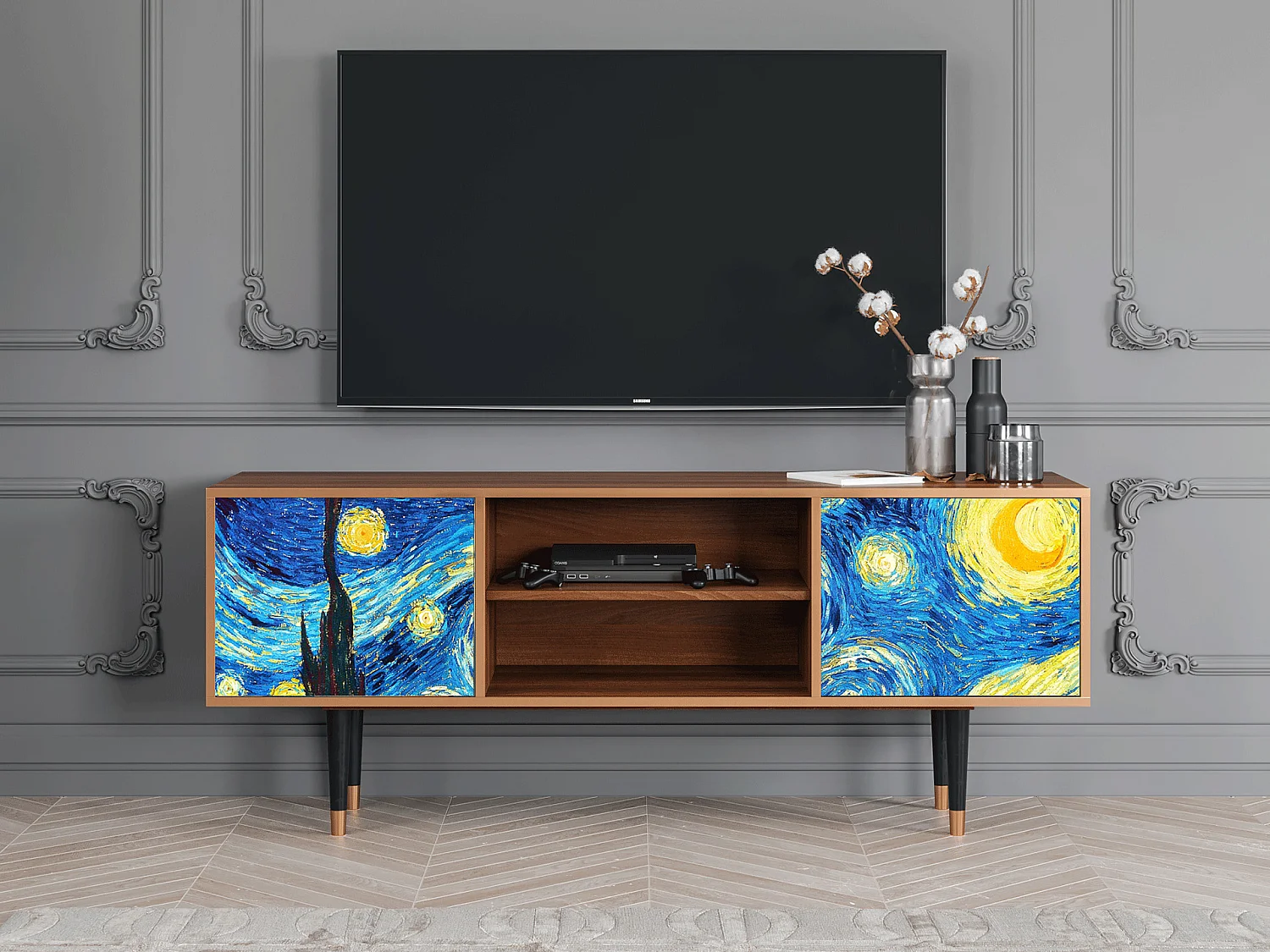 Mobile TV - 170х69х48 cm - T2 - The Starry Night  , Noce