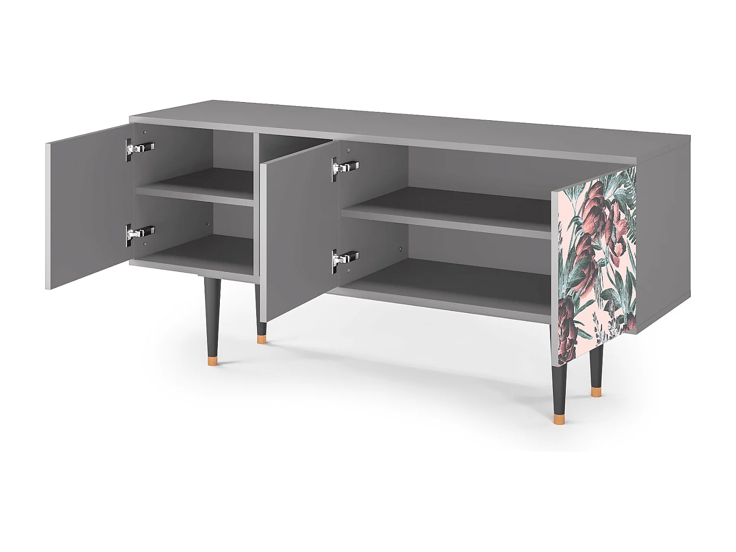 TV-Möbel - 150х69х41 cm - T5 - Peach Peonies, Grau