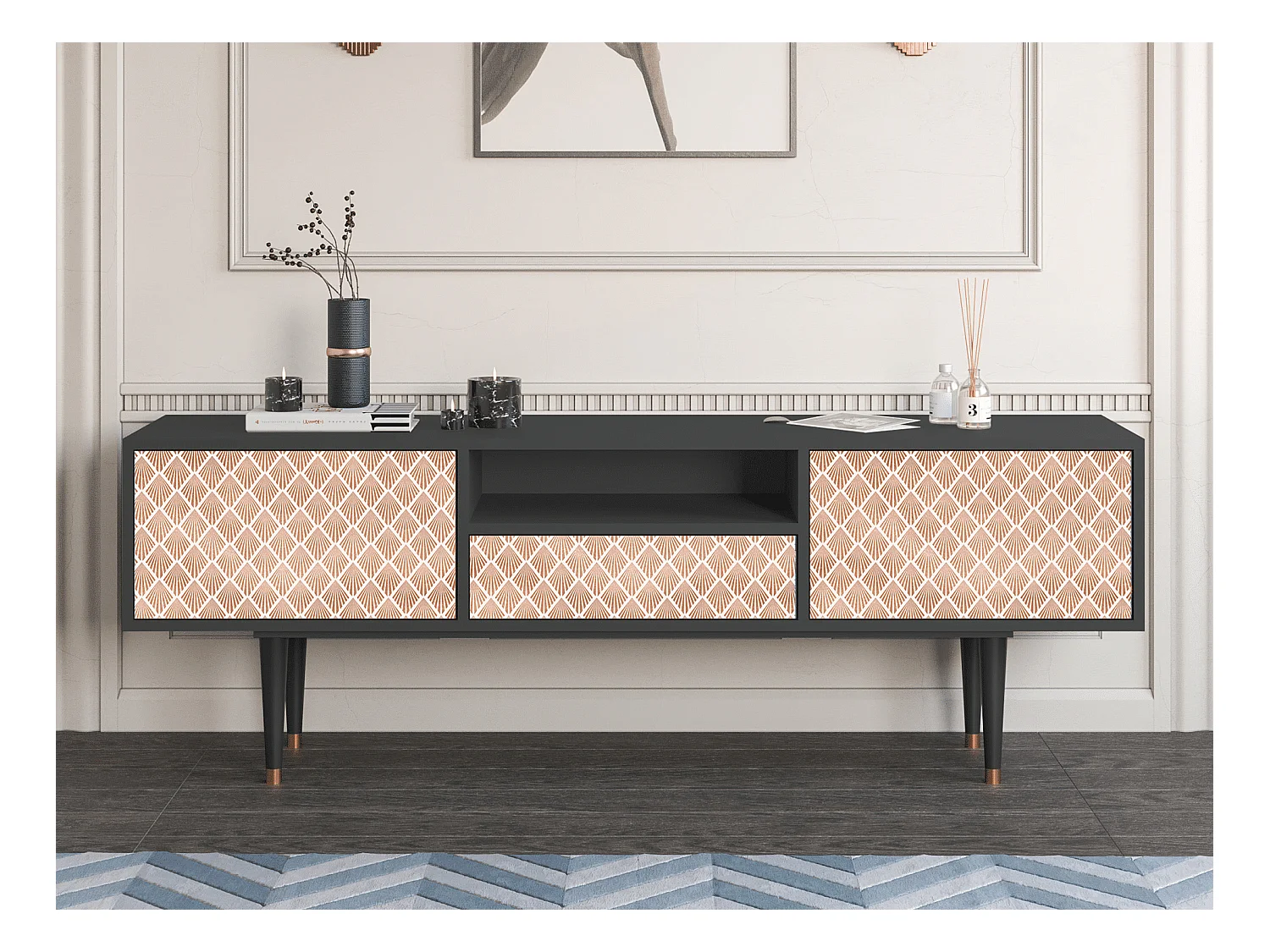Meuble TV - 170х59х41 cm - T6 - Pastel Sunrise, Anthracite