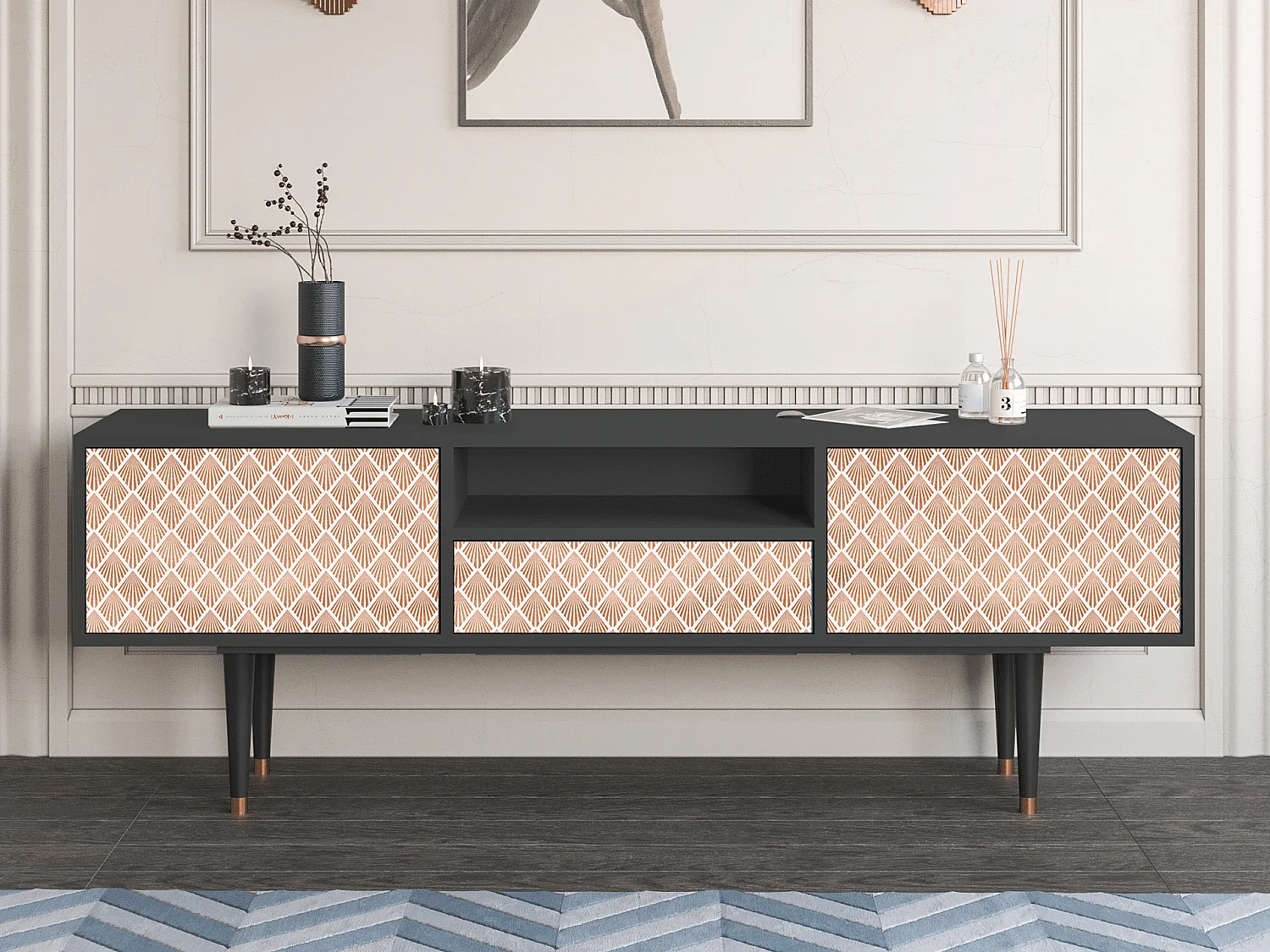 Meuble TV - 170х59х41 cm - T6 - Pastel Sunrise, Anthracite