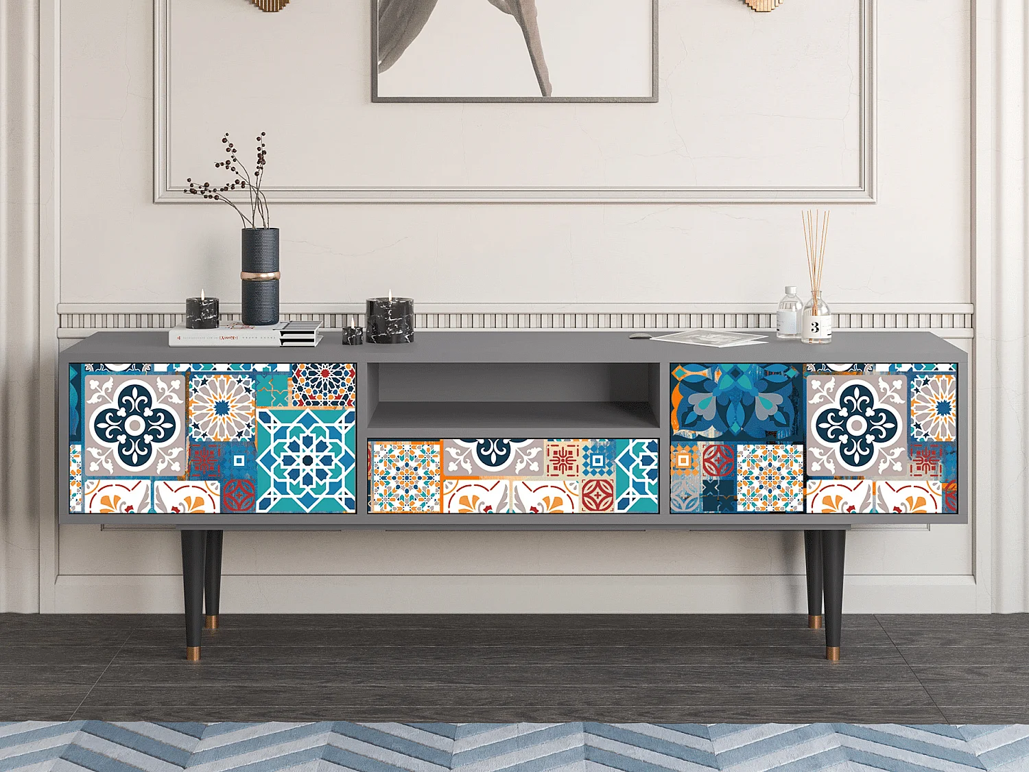 Mobile TV - 170х59х41 cm - T6 - Moroccan Market, Grigio