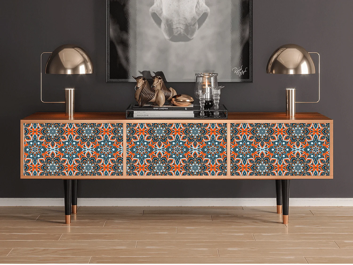 Mobile TV - 170х59х48 cm - T4 - Fire Beetle, Noce