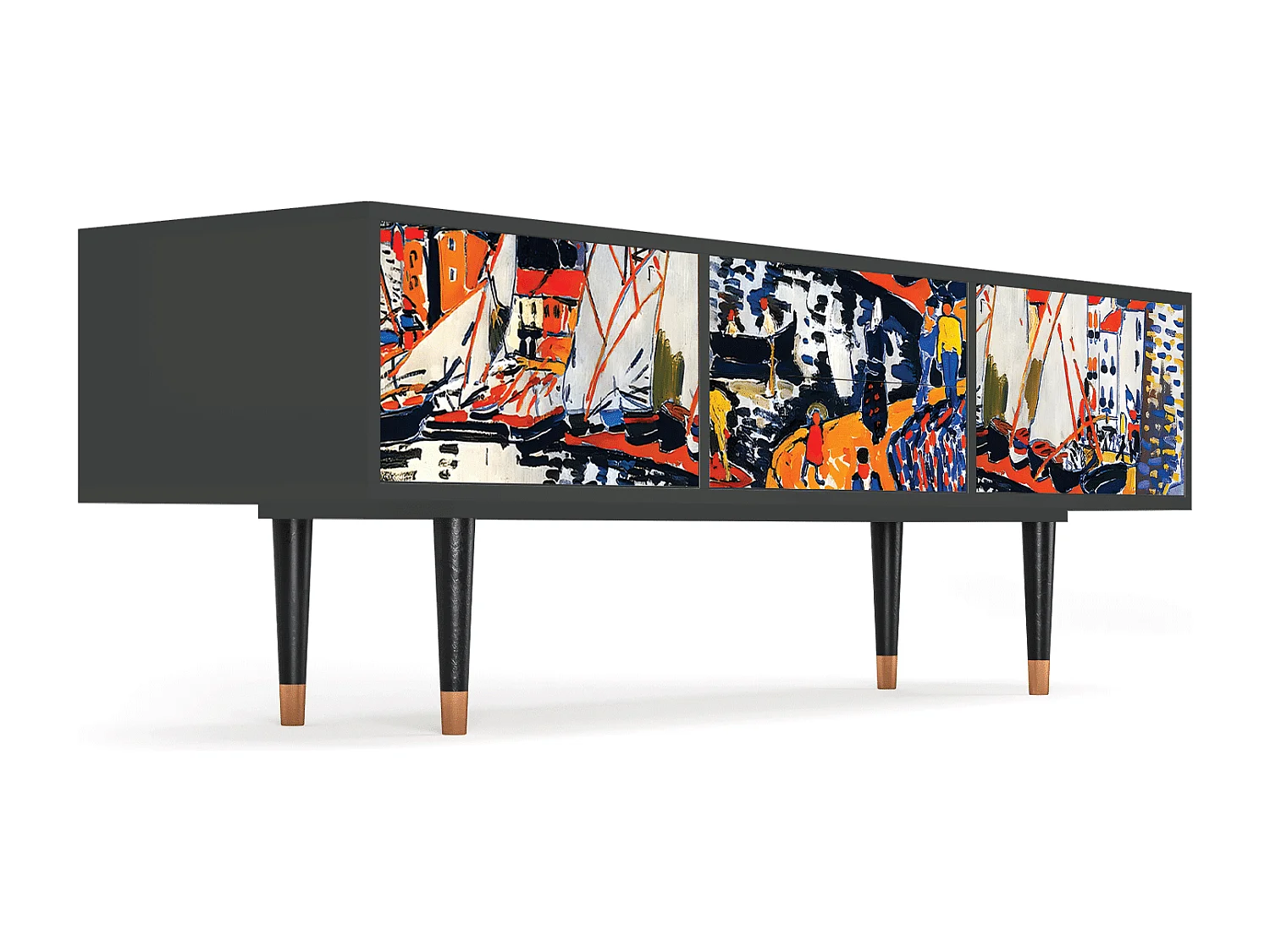 Meuble TV - 170х59х48 cm - T4 - Le Séchage des voiles , Anthracite