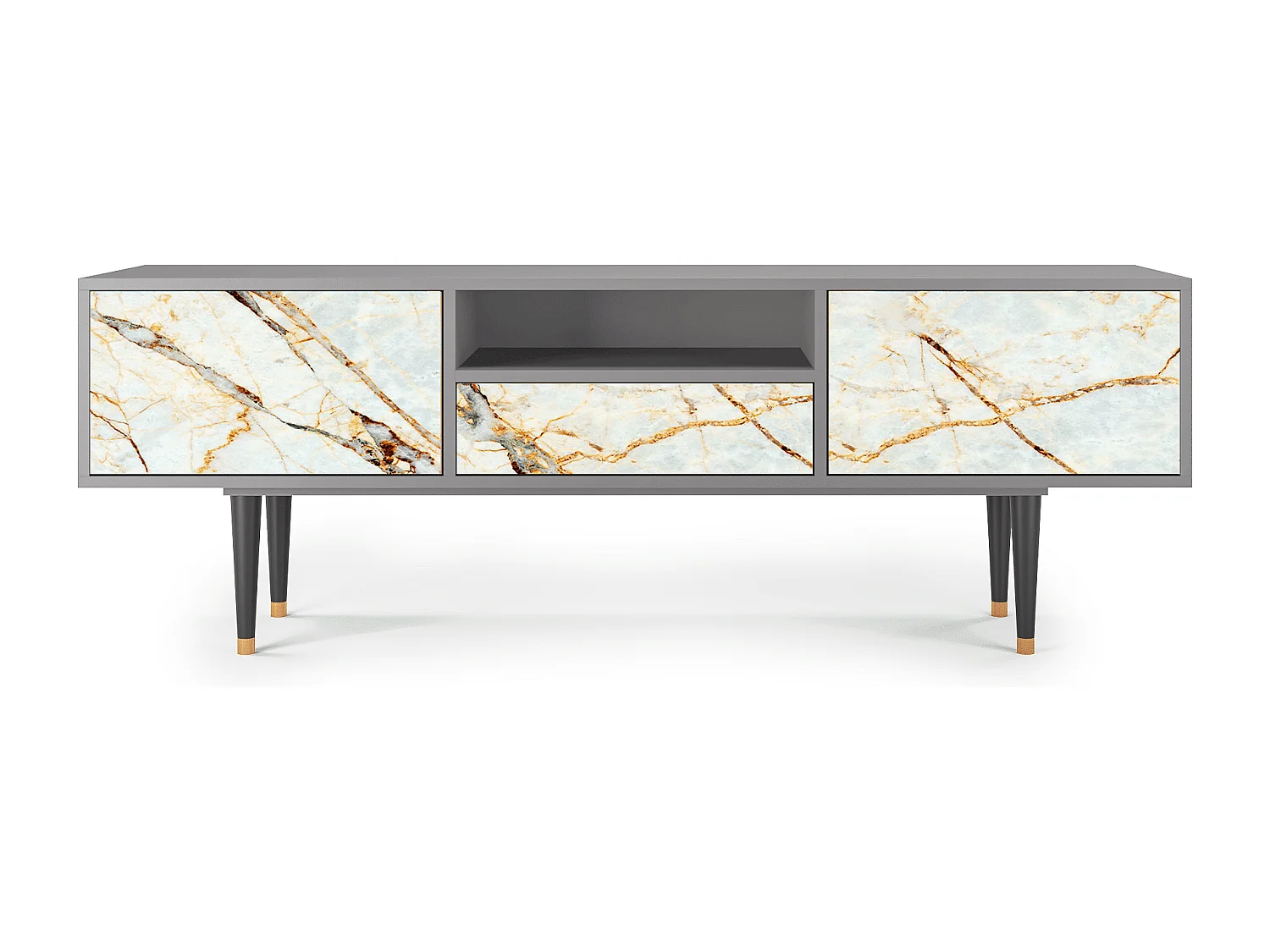 Szafka RTV - 170х59х41 cm - T6 - Piaskowyy Marble, Szary