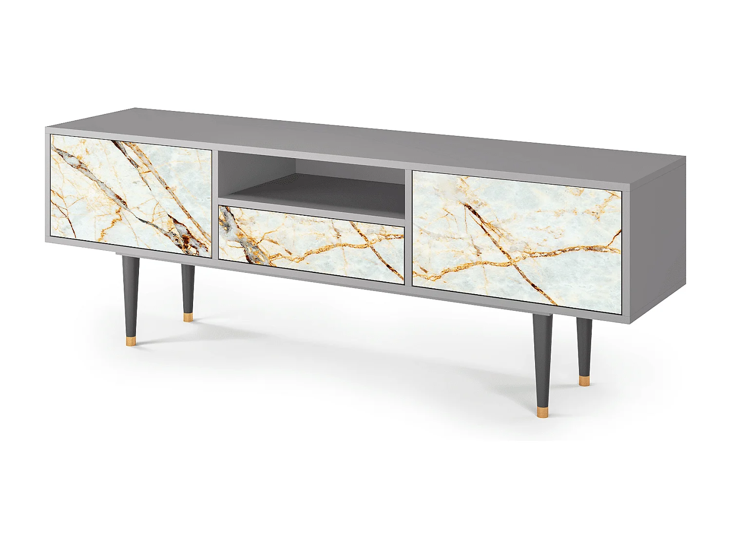 Szafka RTV - 170х59х41 cm - T6 - Piaskowyy Marble, Szary