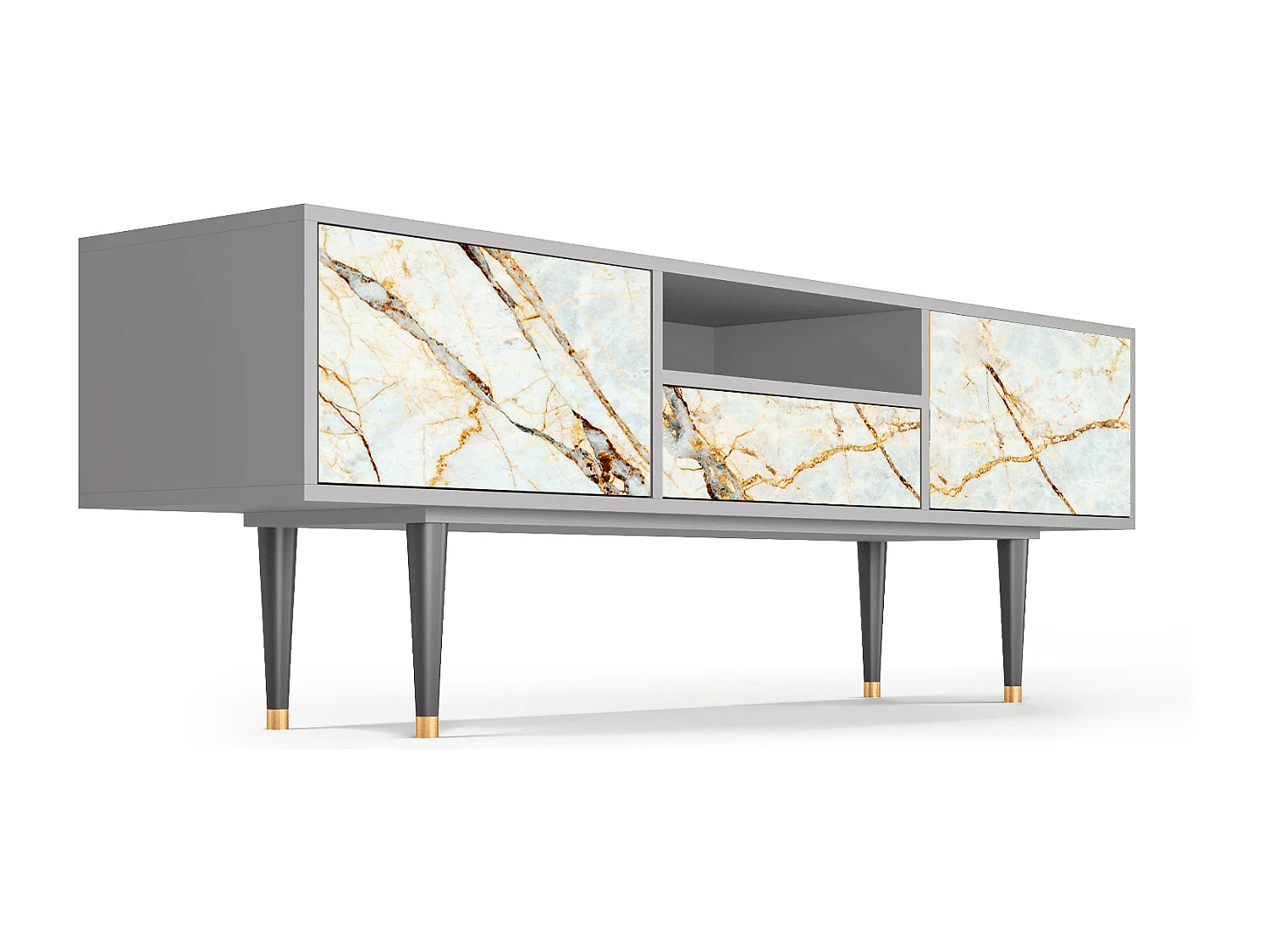 Szafka RTV - 170х59х41 cm - T6 - Piaskowyy Marble, Szary