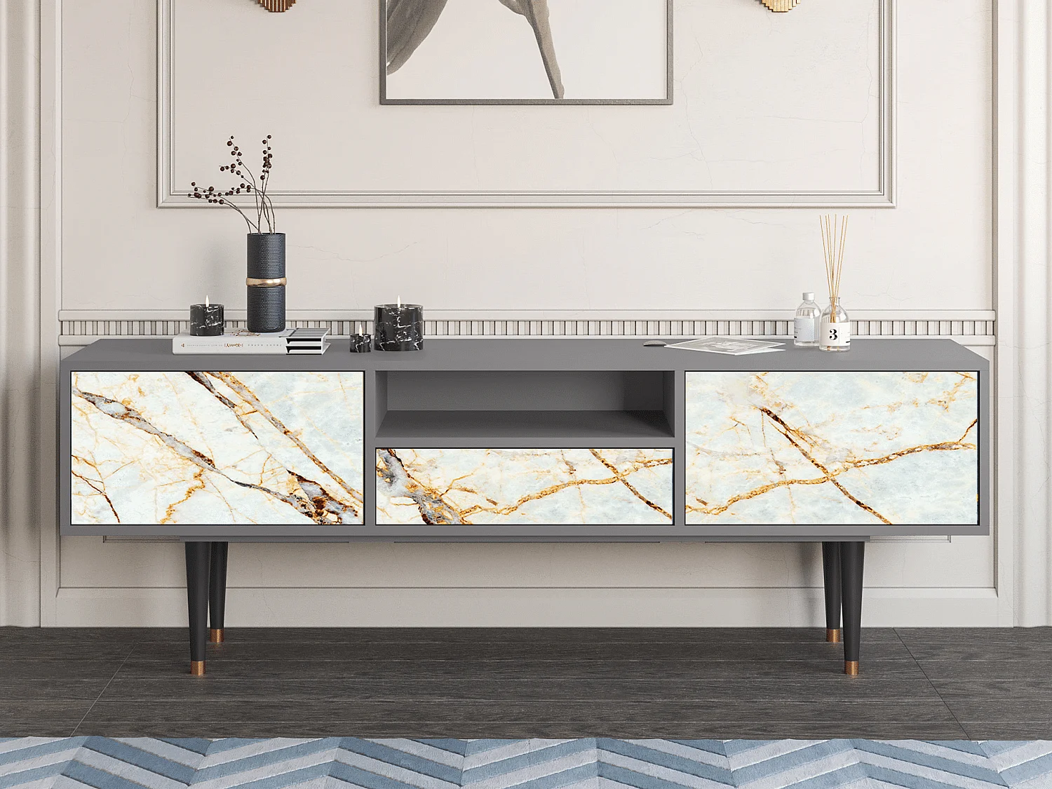 Mobile TV - 170х59х41 cm - T6 - Sabbiay Marble, Grigio